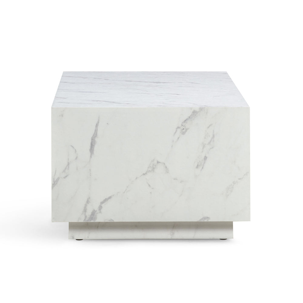 Romy 47" White Marble Rectangular Coffee Table