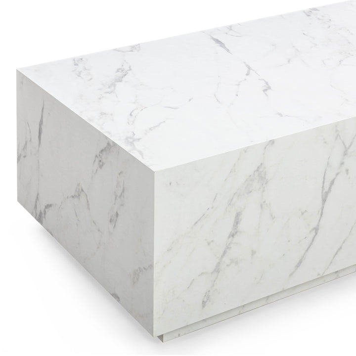 Romy 47" White Marble Rectangular Coffee Table