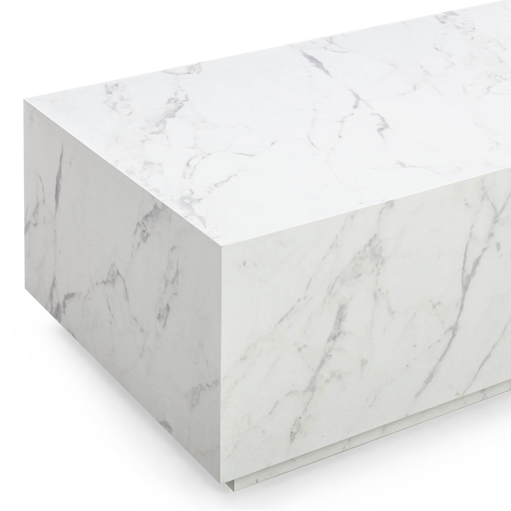 Romy 47" White Marble Rectangular Coffee Table