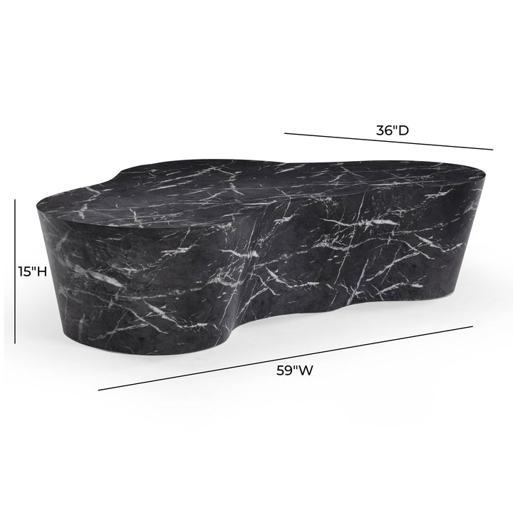 Slab 59" Black Marble Concrete Indoor/Outdoor Coffee Table