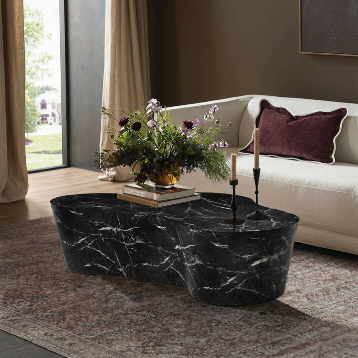 Slab 59" Black Marble Concrete Indoor/Outdoor Coffee Table