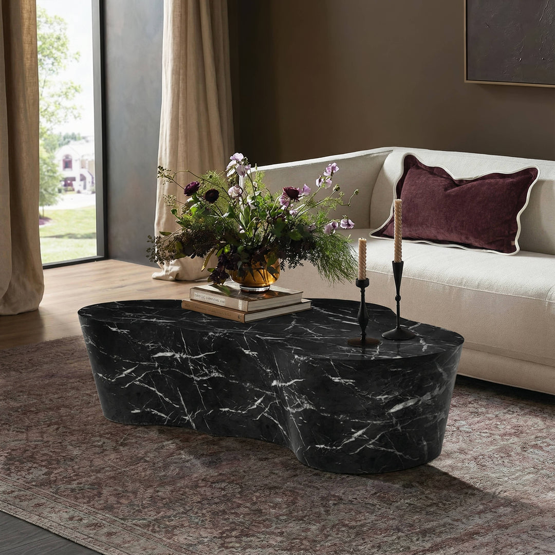 Slab 59" Black Marble Concrete Indoor/Outdoor Coffee Table