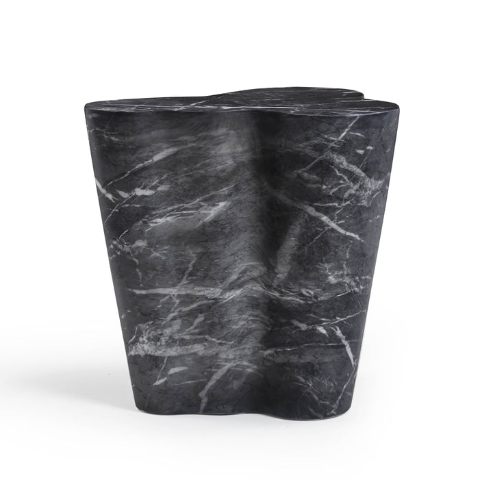 Slab Concrete Indoor/Outdoor Side Table (18"-22") - Black Marble / Tall