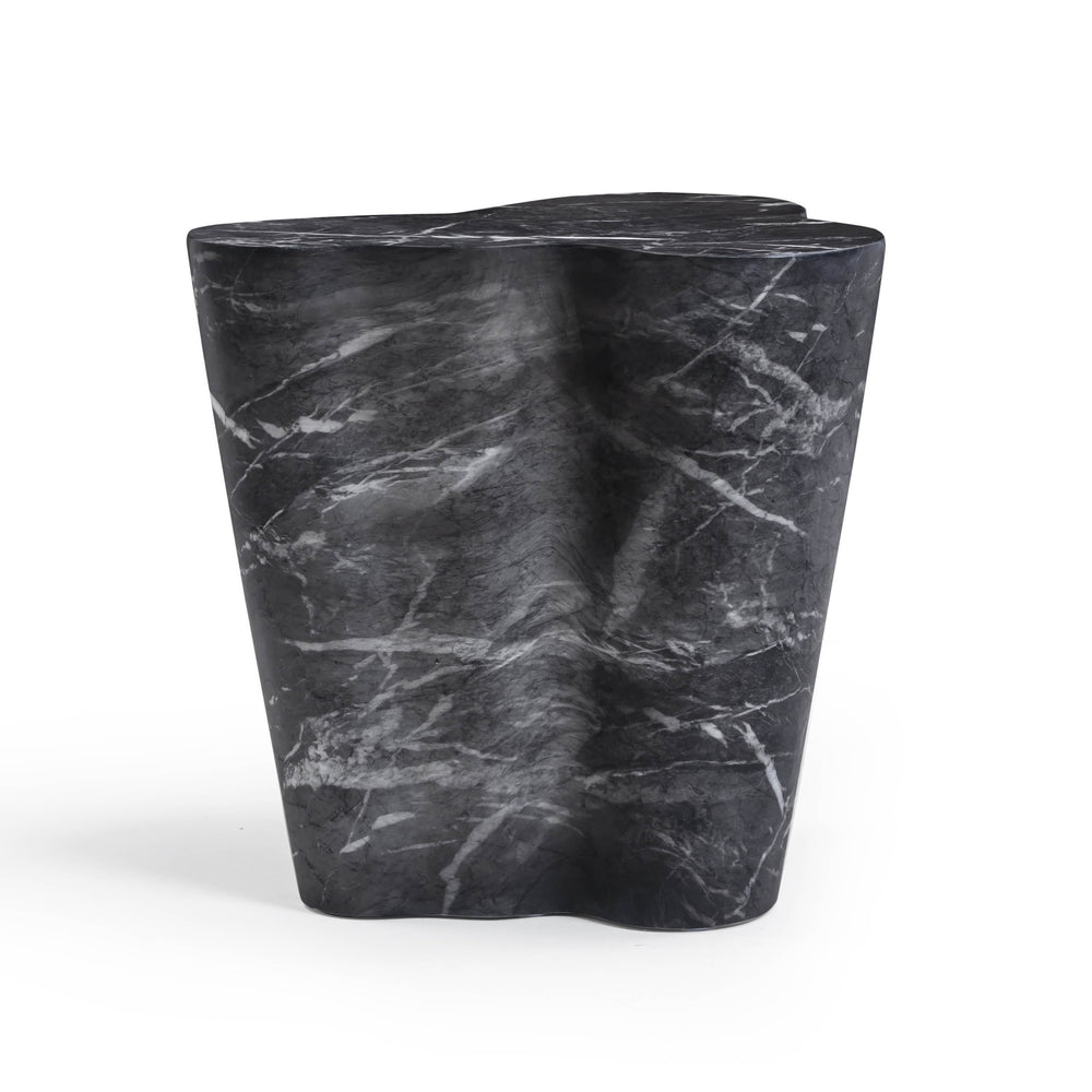 Slab Concrete Indoor/Outdoor Side Table (18"-22") - Black Marble / Tall