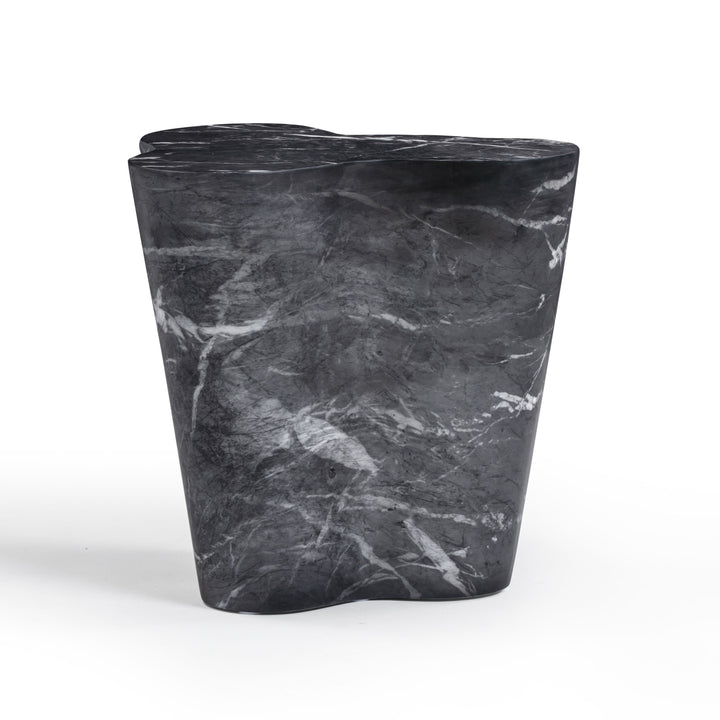 Slab Concrete Indoor/Outdoor Side Table (18"-22") - Black Marble / Tall