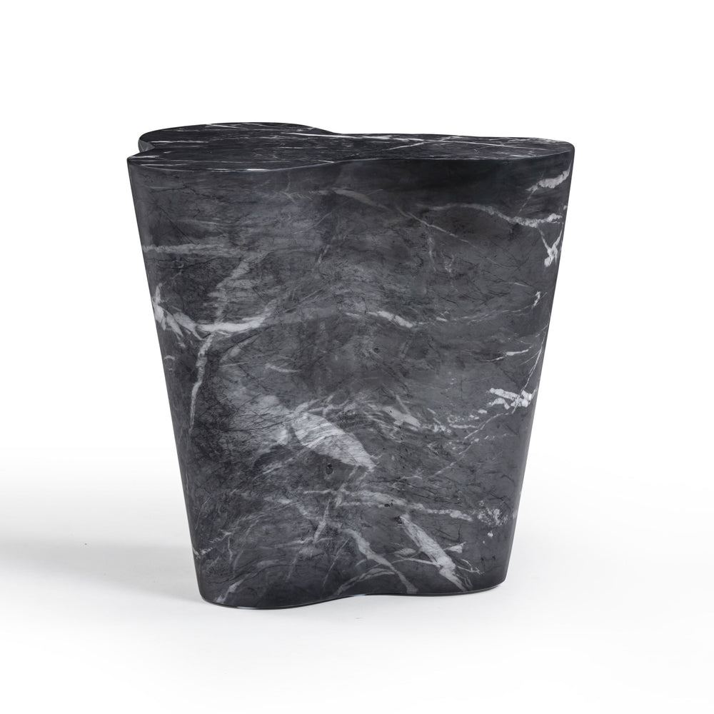 Slab Concrete Indoor/Outdoor Side Table (18"-22") - Black Marble / Tall