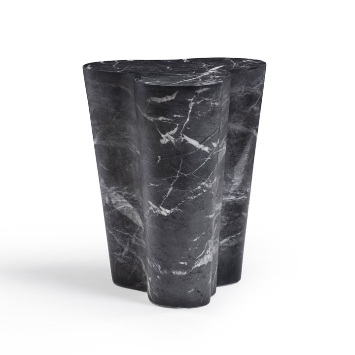 Slab Concrete Indoor/Outdoor Side Table (18"-22") - Black Marble / Tall