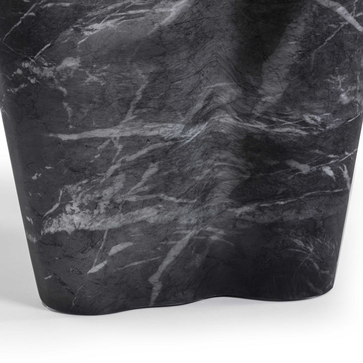 Slab Concrete Indoor/Outdoor Side Table (18"-22") - Black Marble / Tall