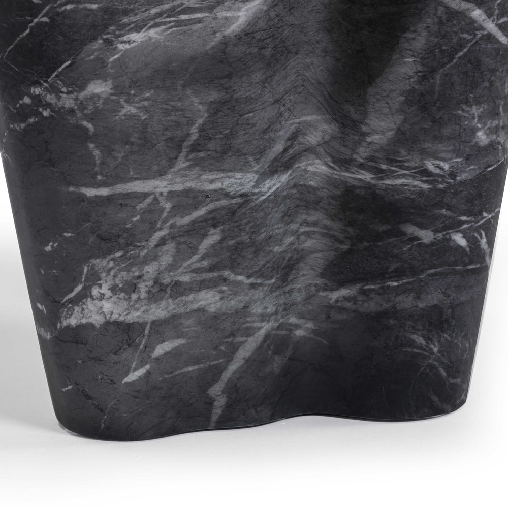 Slab Concrete Indoor/Outdoor Side Table (18"-22") - Black Marble / Tall