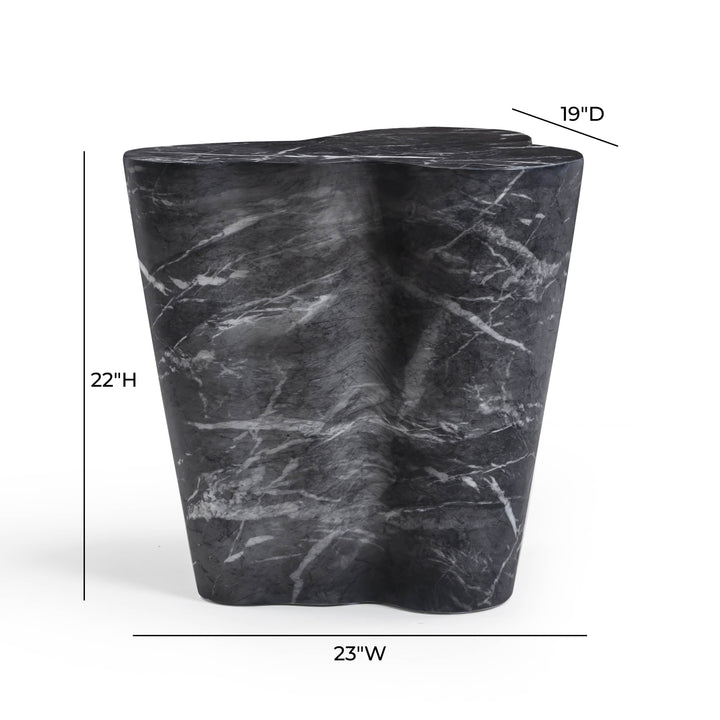 Slab Concrete Indoor/Outdoor Side Table (18"-22") - Black Marble / Tall