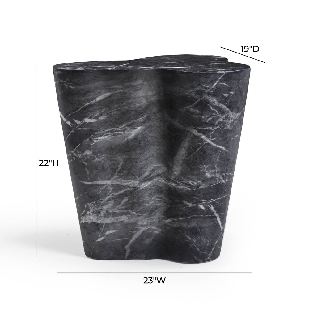 Slab Concrete Indoor/Outdoor Side Table (18"-22") - Black Marble / Tall