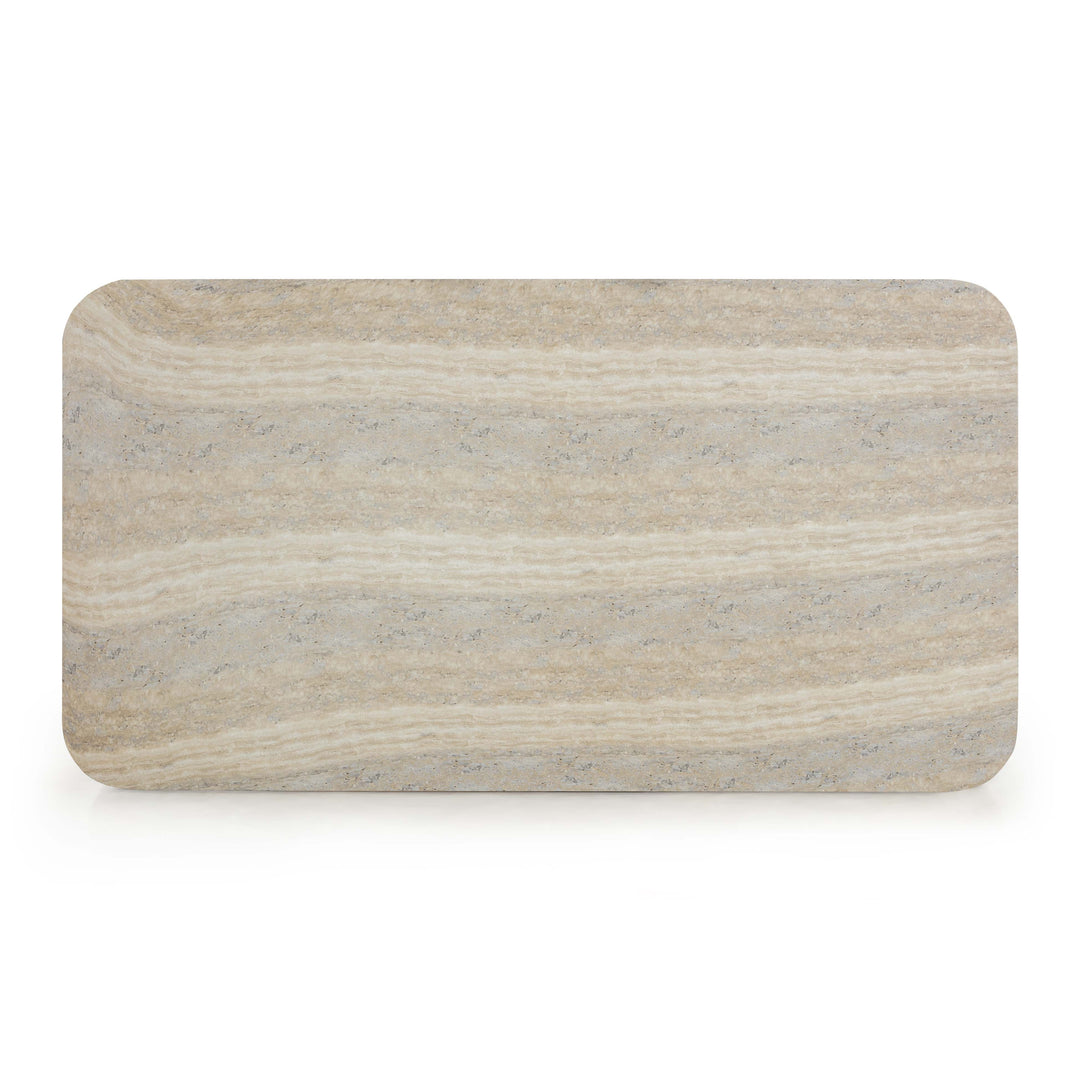 Tyche 55" Faux Travertine Indoor/Outdoor Concrete Rectangular Coffee Table