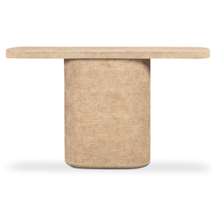 Suraya 55" Faux Travertine Indoor/Outdoor Concrete Console Table