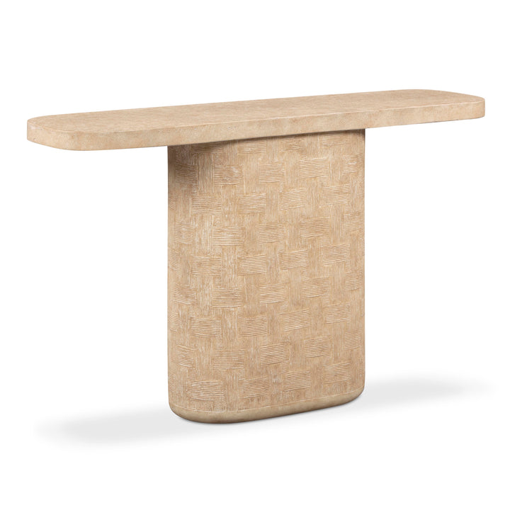 Suraya 55" Faux Travertine Indoor/Outdoor Concrete Console Table
