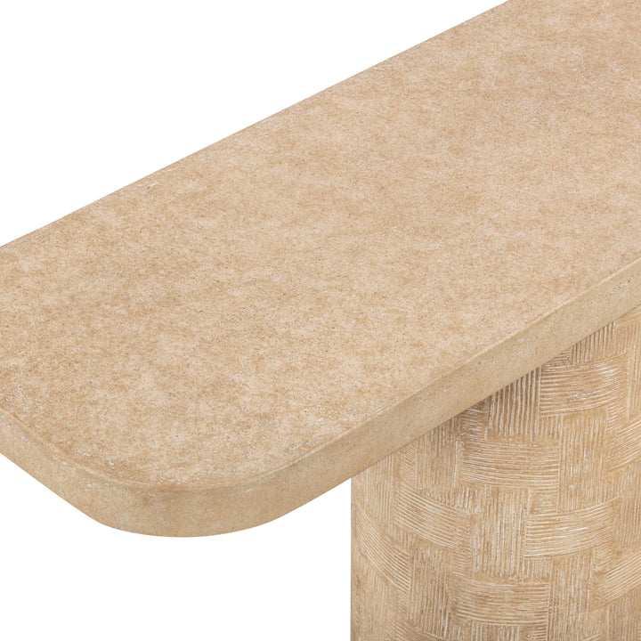 Suraya 55" Faux Travertine Indoor/Outdoor Concrete Console Table