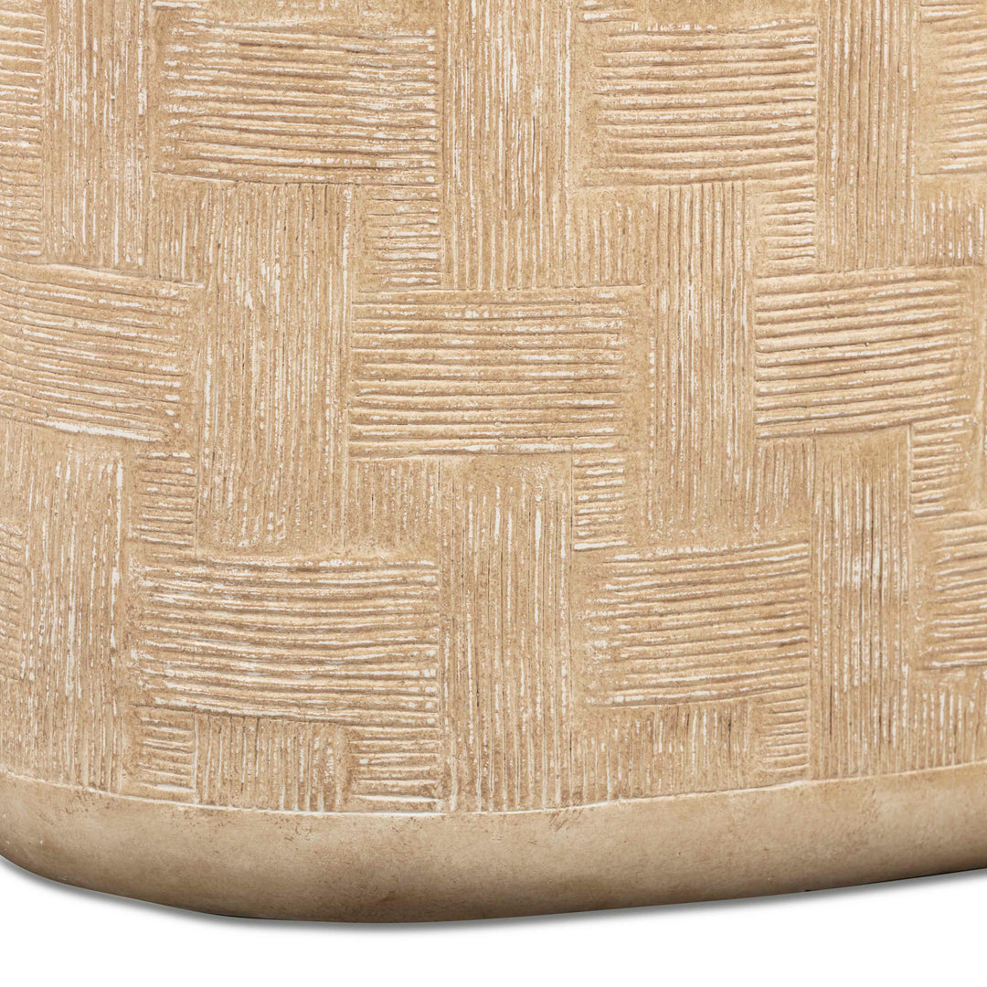 Suraya 55" Faux Travertine Indoor/Outdoor Concrete Console Table
