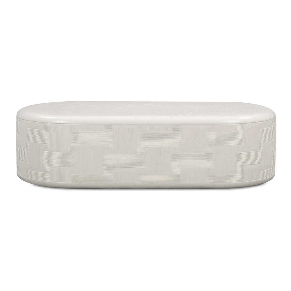 Suraya 55" Ivory Indoor/Outdoor Concrete Rounded Coffee Table
