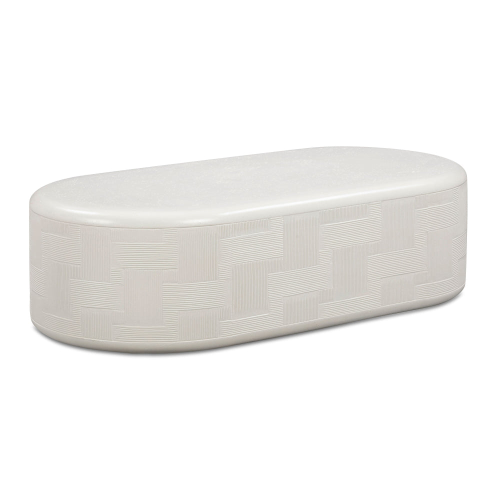 Suraya 55" Ivory Indoor/Outdoor Concrete Rounded Coffee Table