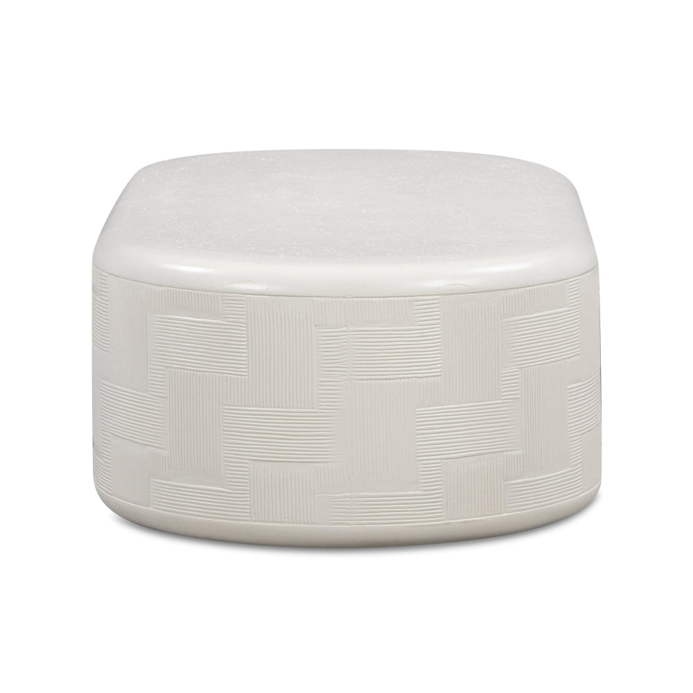 Suraya 55" Ivory Indoor/Outdoor Concrete Rounded Coffee Table