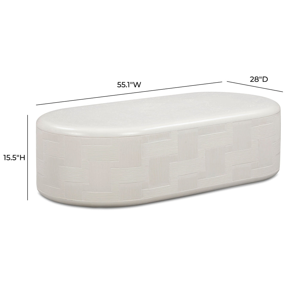 Suraya 55" Ivory Indoor/Outdoor Concrete Rounded Coffee Table