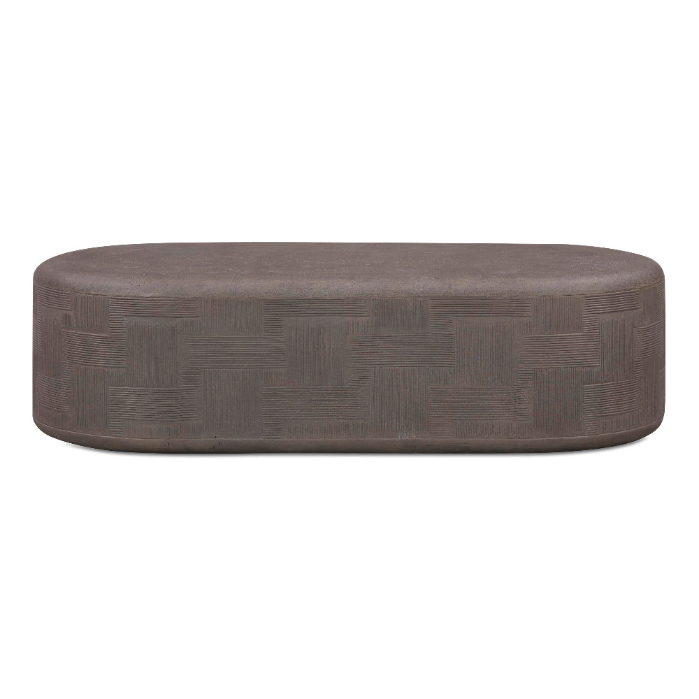 Suraya 55" Dark Umber Indoor/Outdoor Concrete Rounded Coffee Table