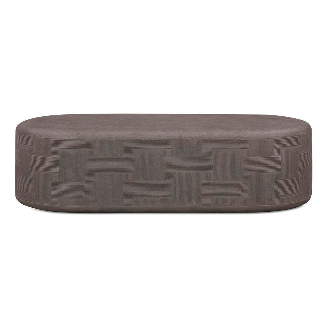 Suraya 55" Dark Umber Indoor/Outdoor Concrete Rounded Coffee Table
