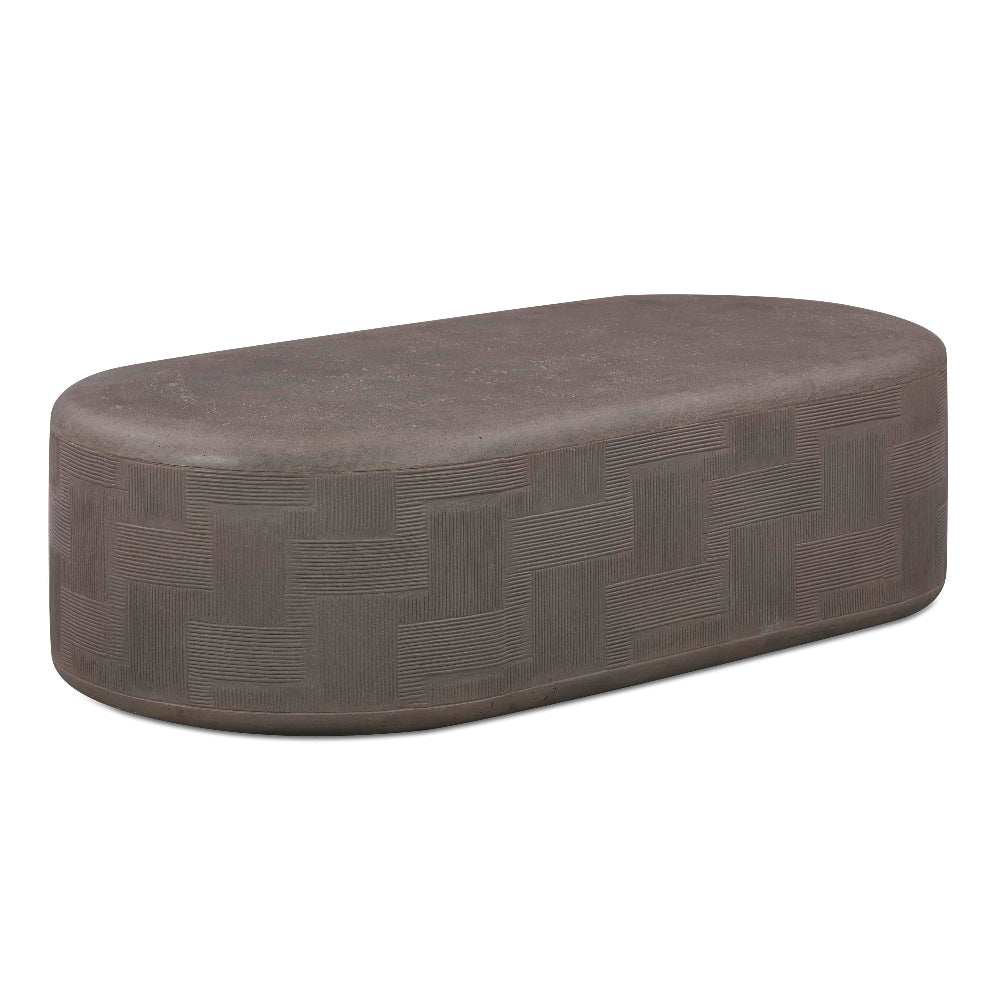 Suraya 55" Dark Umber Indoor/Outdoor Concrete Rounded Coffee Table