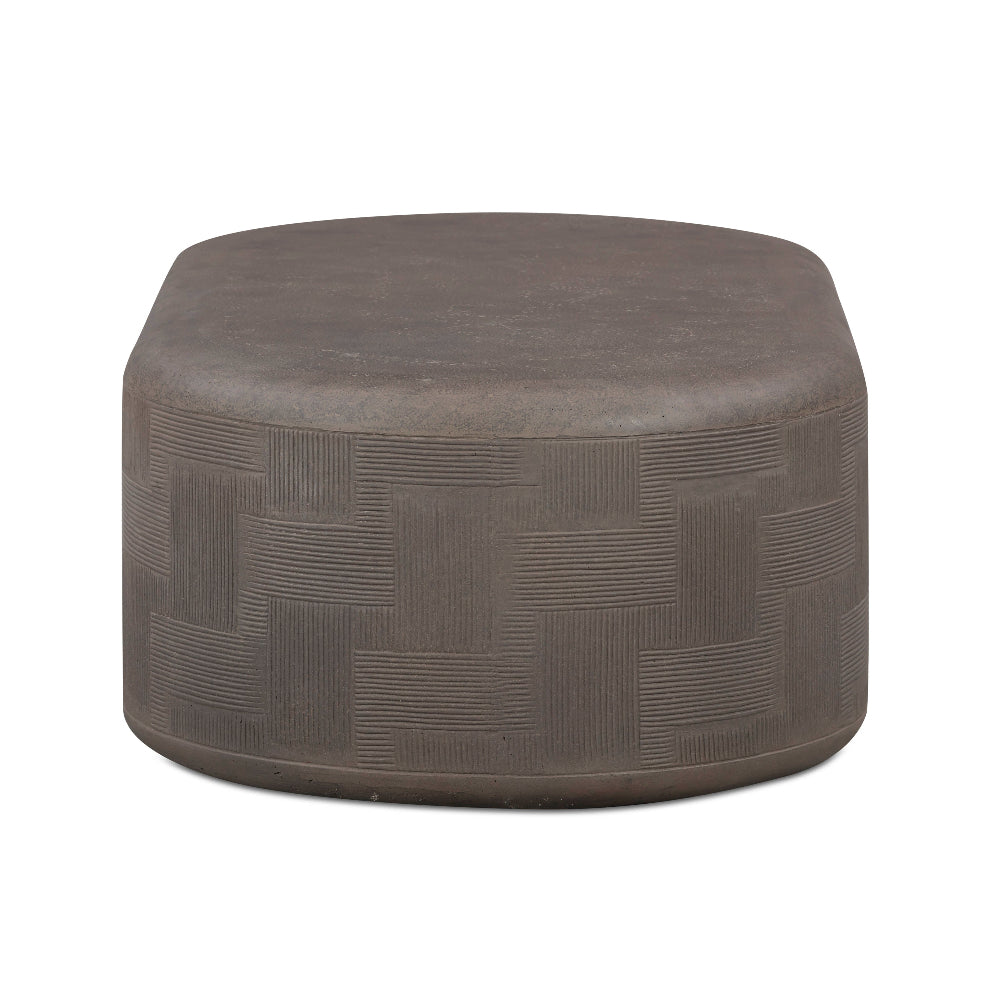 Suraya 55" Dark Umber Indoor/Outdoor Concrete Rounded Coffee Table
