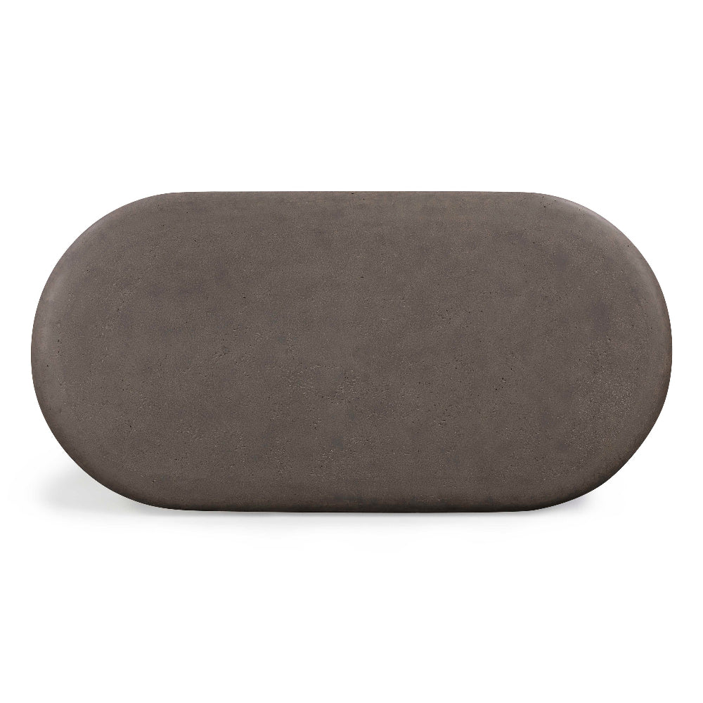 Suraya 55" Dark Umber Indoor/Outdoor Concrete Rounded Coffee Table