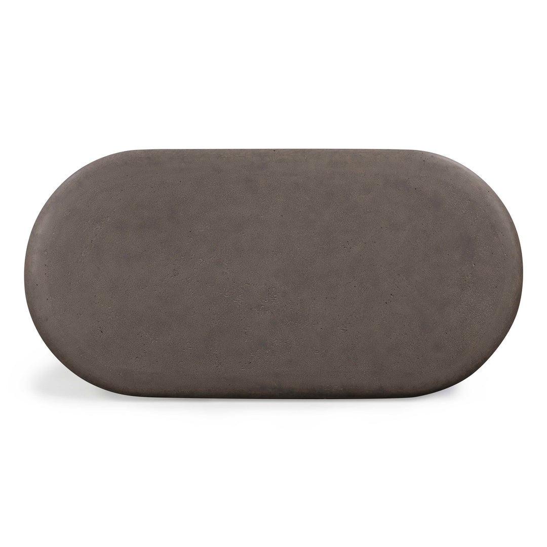 Suraya 55" Dark Umber Indoor/Outdoor Concrete Rounded Coffee Table