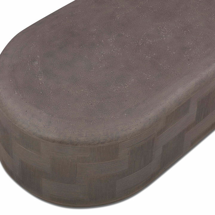 Suraya 55" Dark Umber Indoor/Outdoor Concrete Rounded Coffee Table
