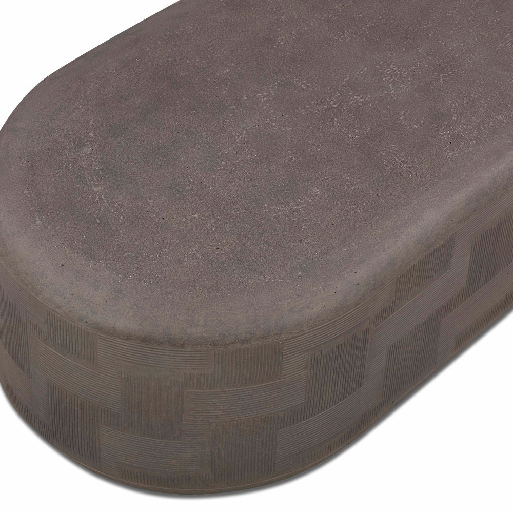 Suraya 55" Dark Umber Indoor/Outdoor Concrete Rounded Coffee Table