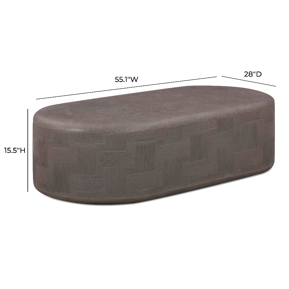 Suraya 55" Dark Umber Indoor/Outdoor Concrete Rounded Coffee Table