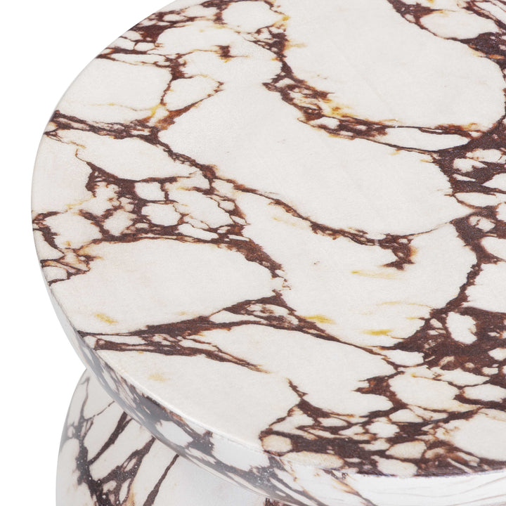Pia Red Faux Marble Indoor/Outdoor Concrete Side Table