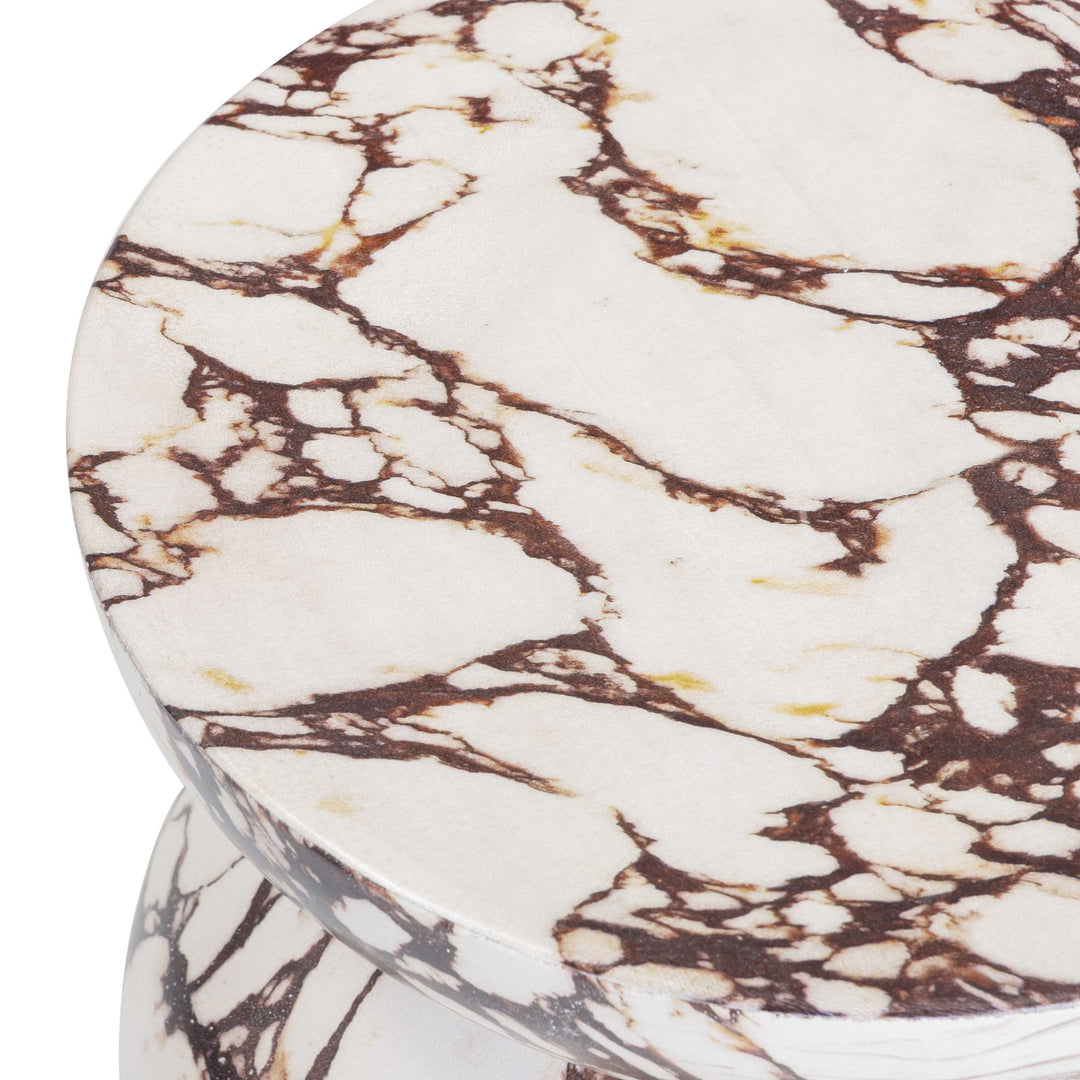 Pia Red Faux Marble Indoor/Outdoor Concrete Side Table