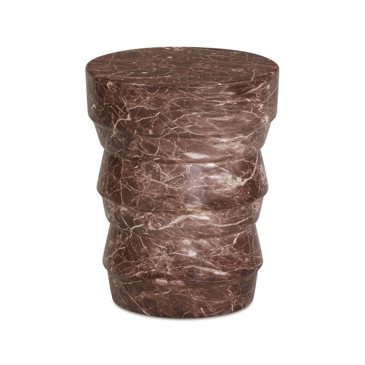 Ayon Faux Red Levanto Marble Indoor/Outdoor Concrete Side Table