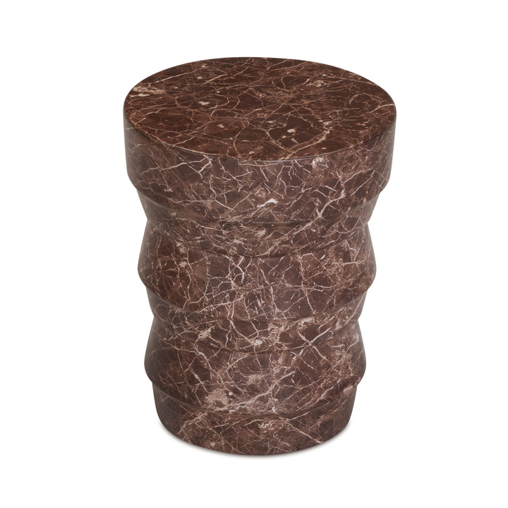 Ayon Faux Red Levanto Marble Indoor/Outdoor Concrete Side Table