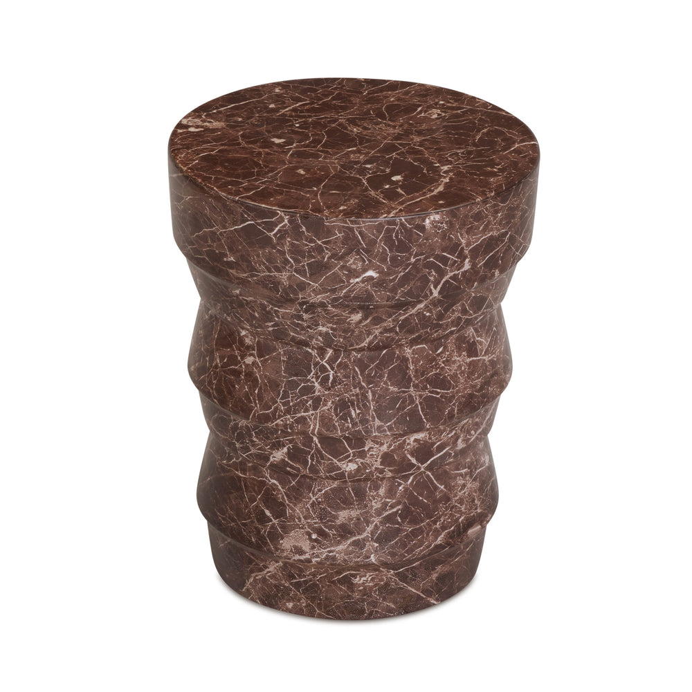 Ayon Faux Red Levanto Marble Indoor/Outdoor Concrete Side Table