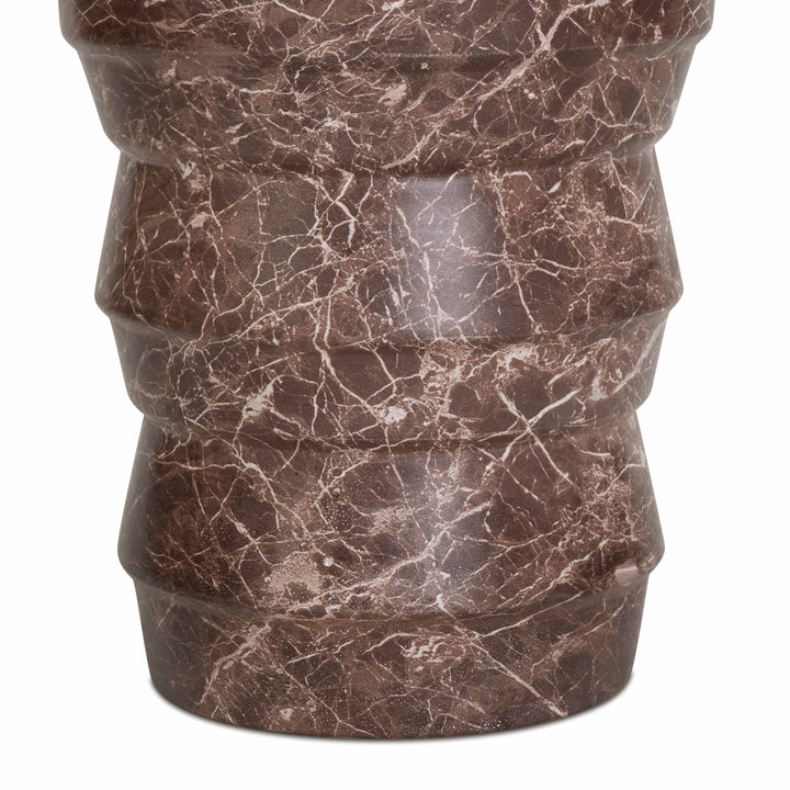 Ayon Faux Red Levanto Marble Indoor/Outdoor Concrete Side Table