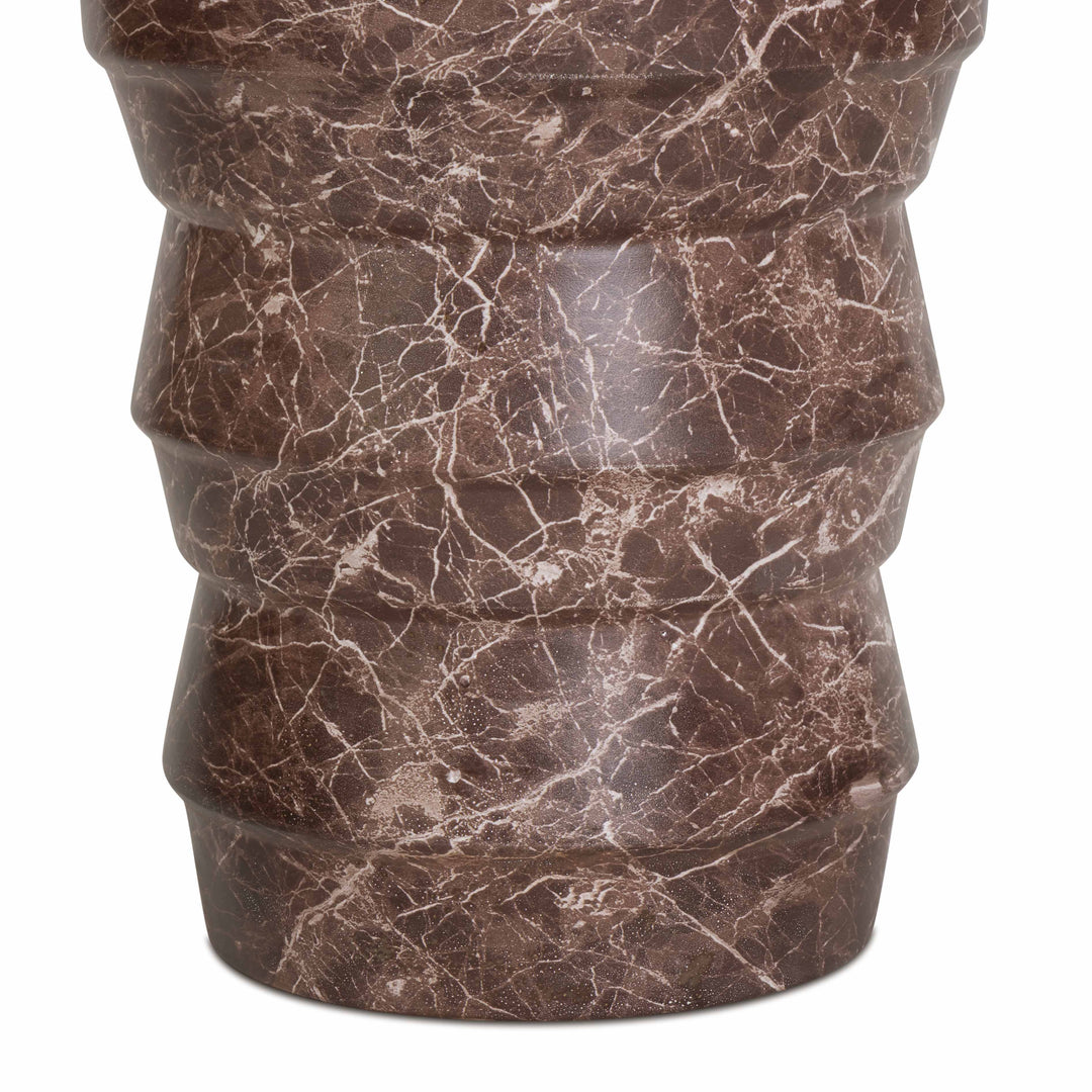 Ayon Faux Red Levanto Marble Indoor/Outdoor Concrete Side Table