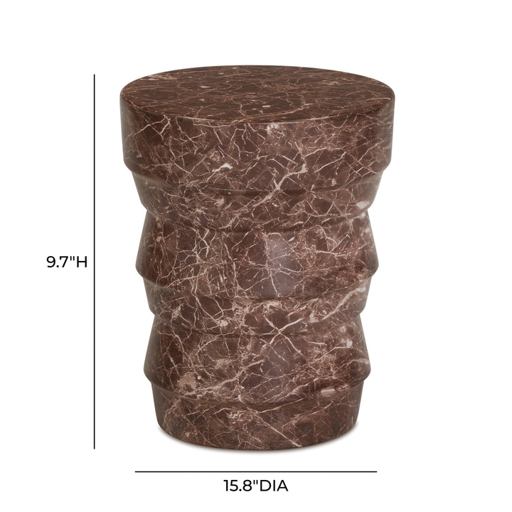 Ayon Faux Red Levanto Marble Indoor/Outdoor Concrete Side Table