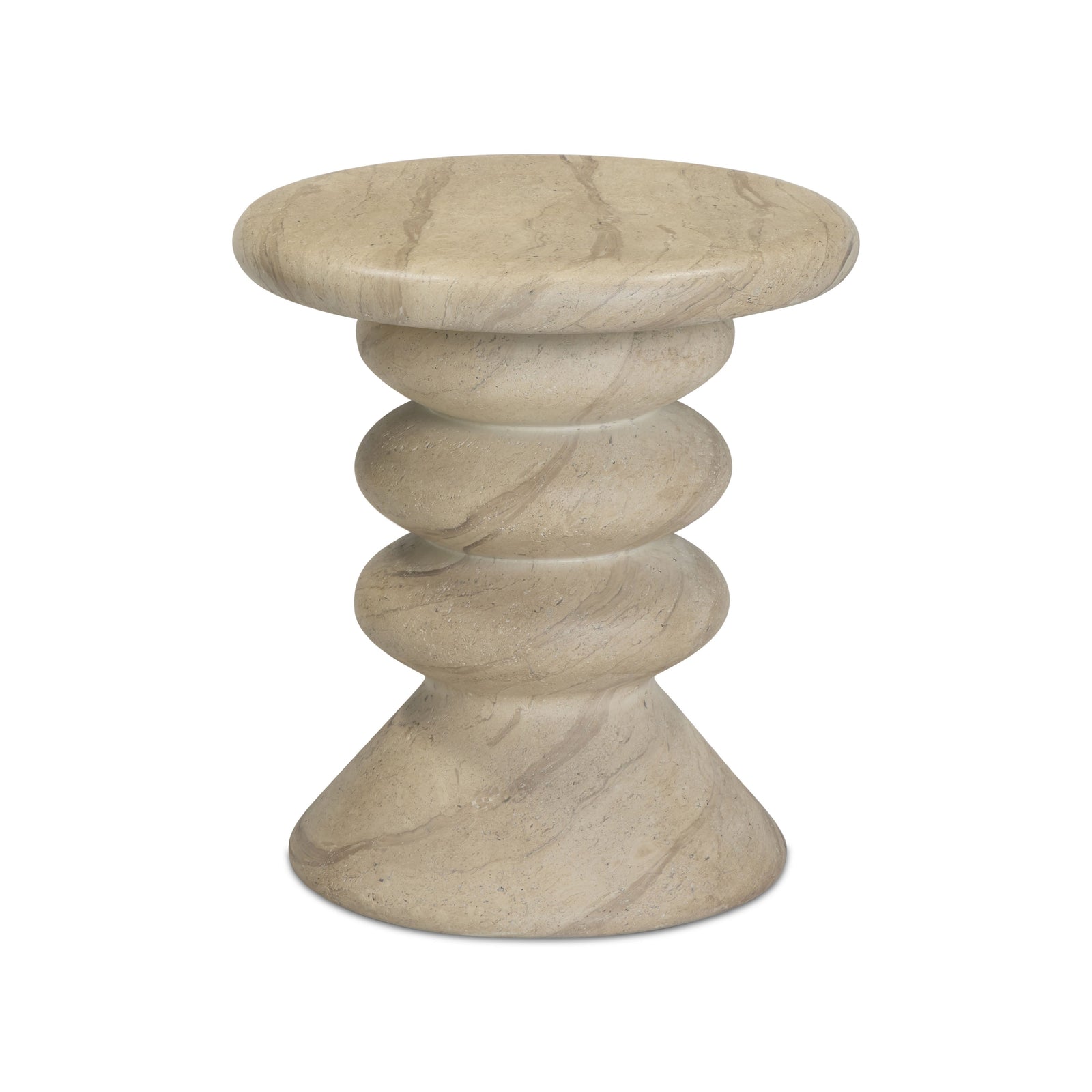 TOV Furniture Hyre Faux Travertine Indoor/Outdoor Concrete Side Table