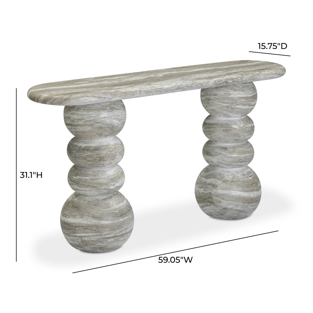 Hyre 59" Faux Stone Indoor/Outdoor Concrete Console Table