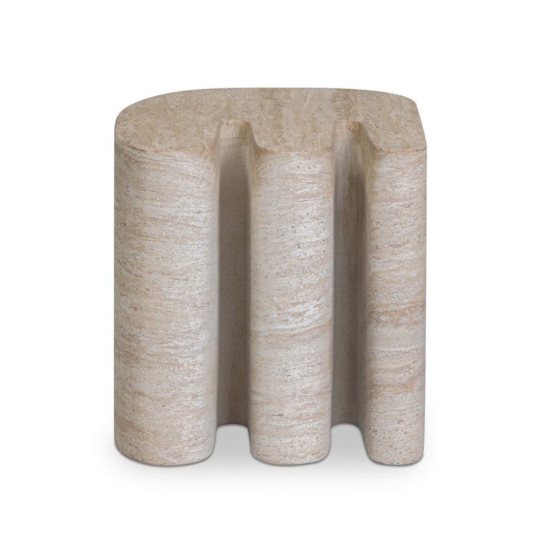 Thyme Faux Travertine Indoor/Outdoor Concrete Side Table