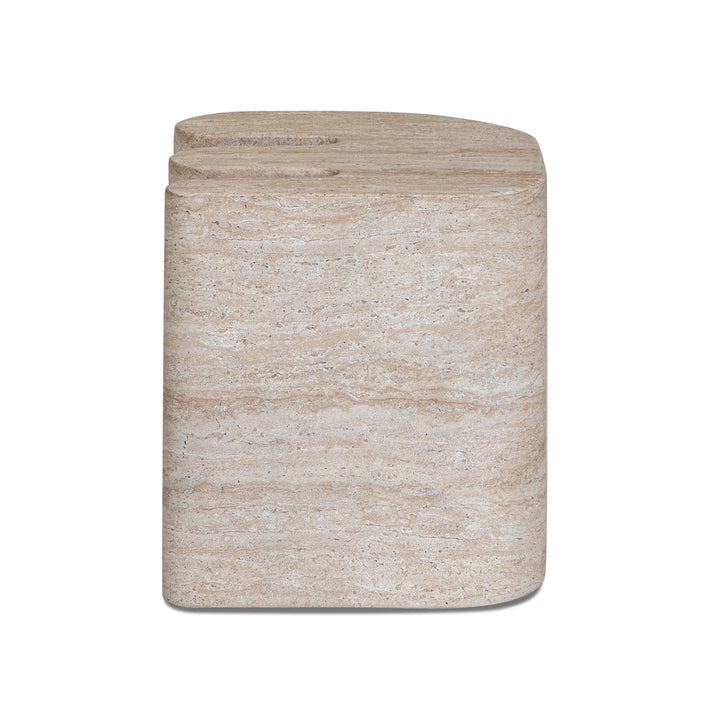 Thyme Faux Travertine Indoor/Outdoor Concrete Side Table