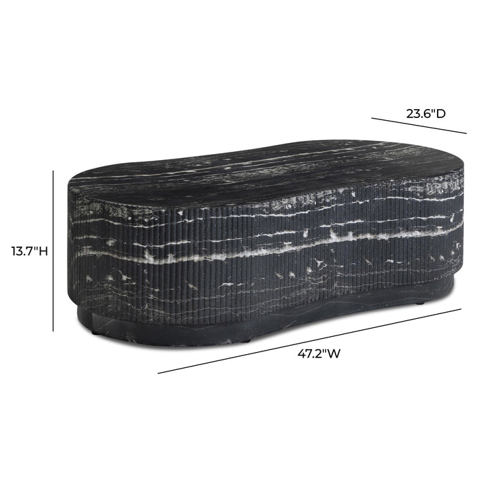 Hades 47" Black Faux Marble Indoor/Outdoor Concrete Coffee Table