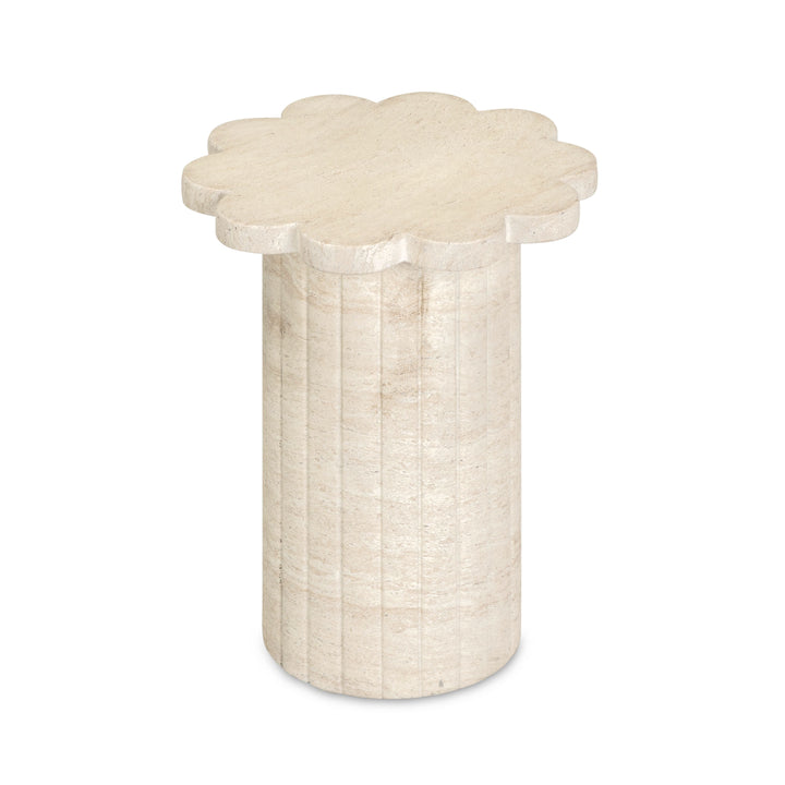 Blossom Washed Faux Travertine Indoor/Outdoor Concrete Side Table