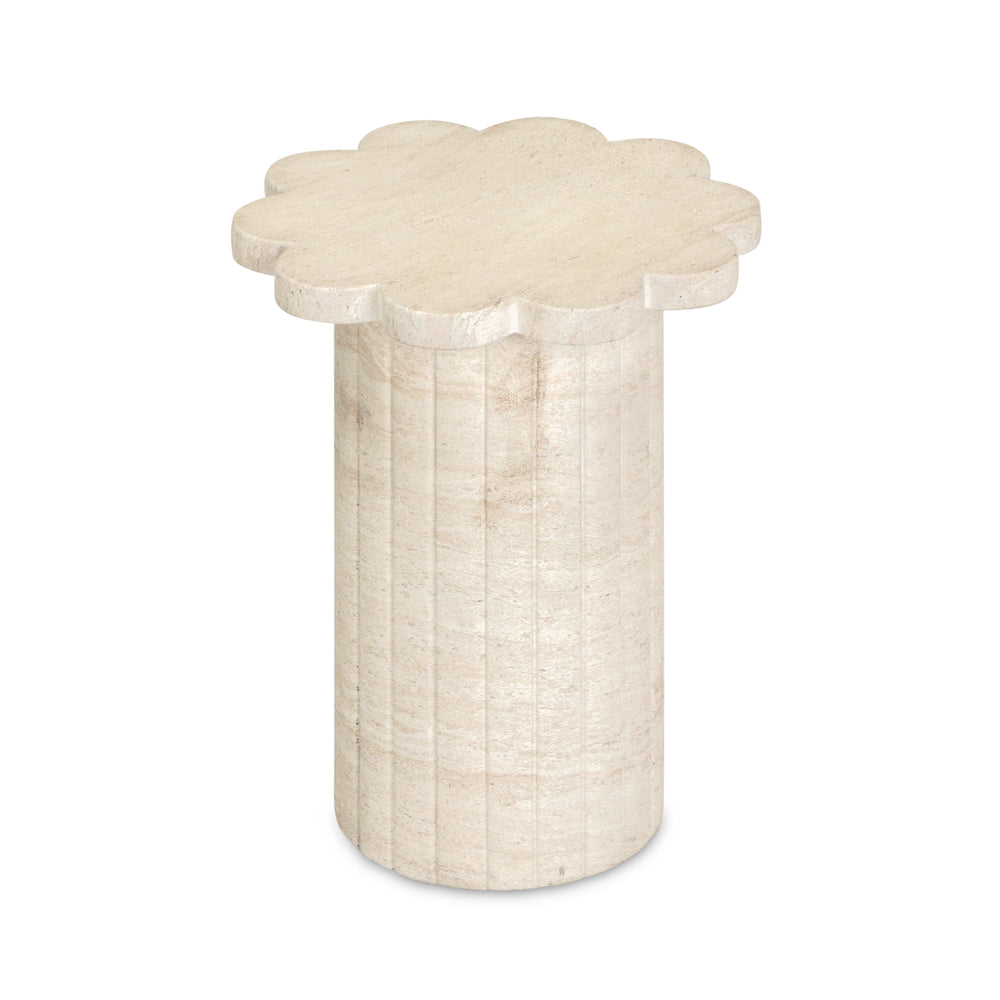 Blossom Washed Faux Travertine Indoor/Outdoor Concrete Side Table