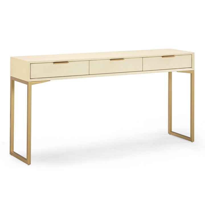 Pesce 59" Cream Faux Shagreen 3-Drawer Console Table