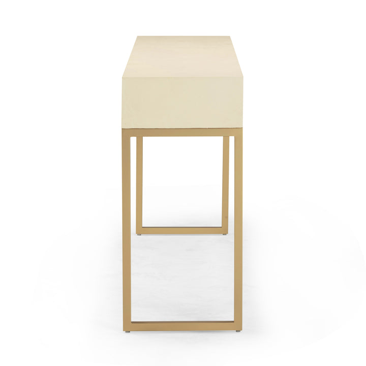 Pesce 59" Cream Faux Shagreen 3-Drawer Console Table